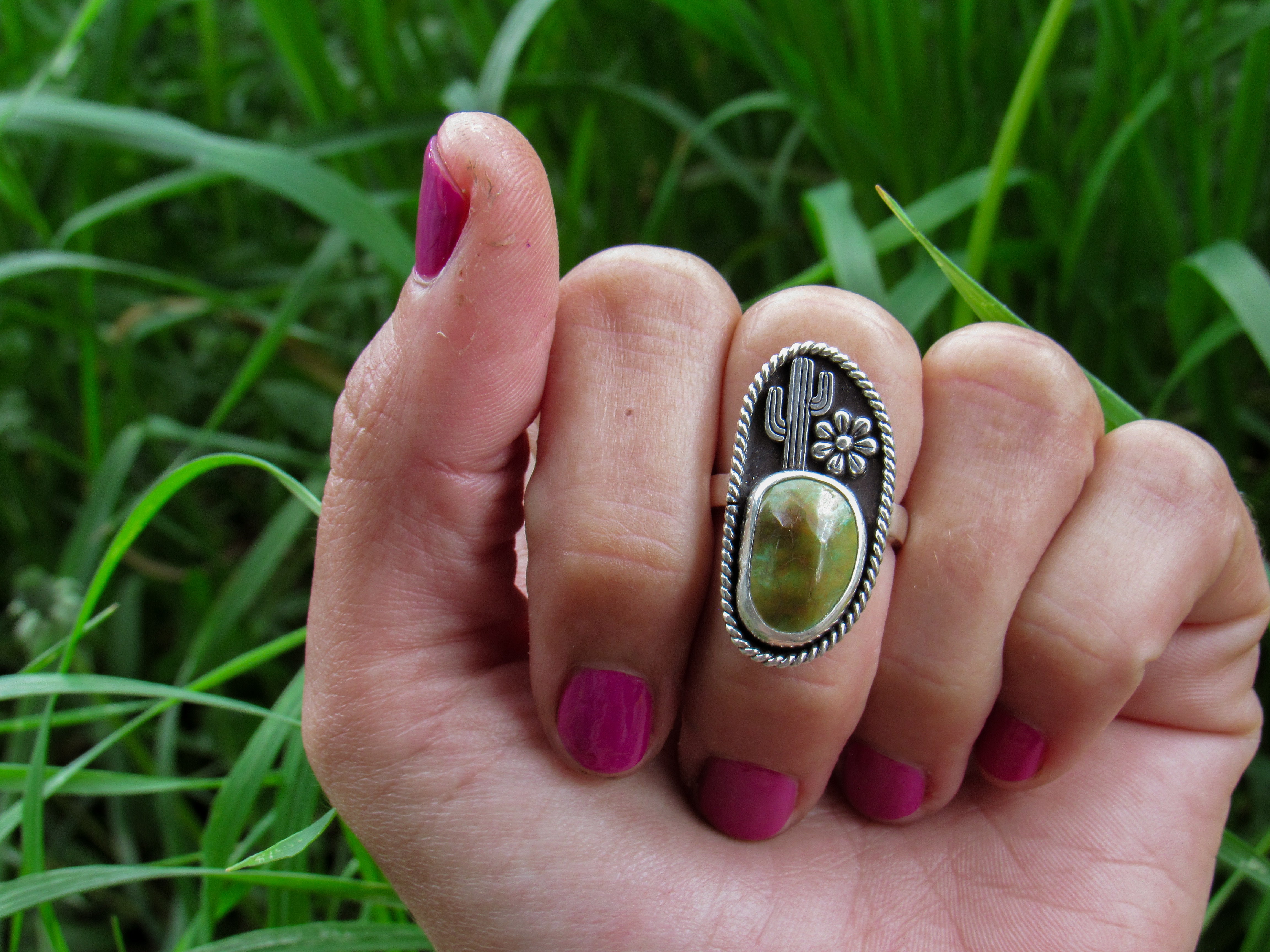 North Star Turquoise Desert Scene Ring - Size 5.75