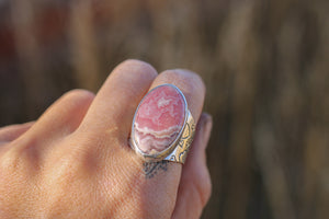 Rhodochrosite Heart Ring - Size 9.5
