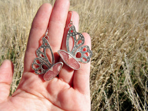 Rhodochrosite Butterfly Earrings