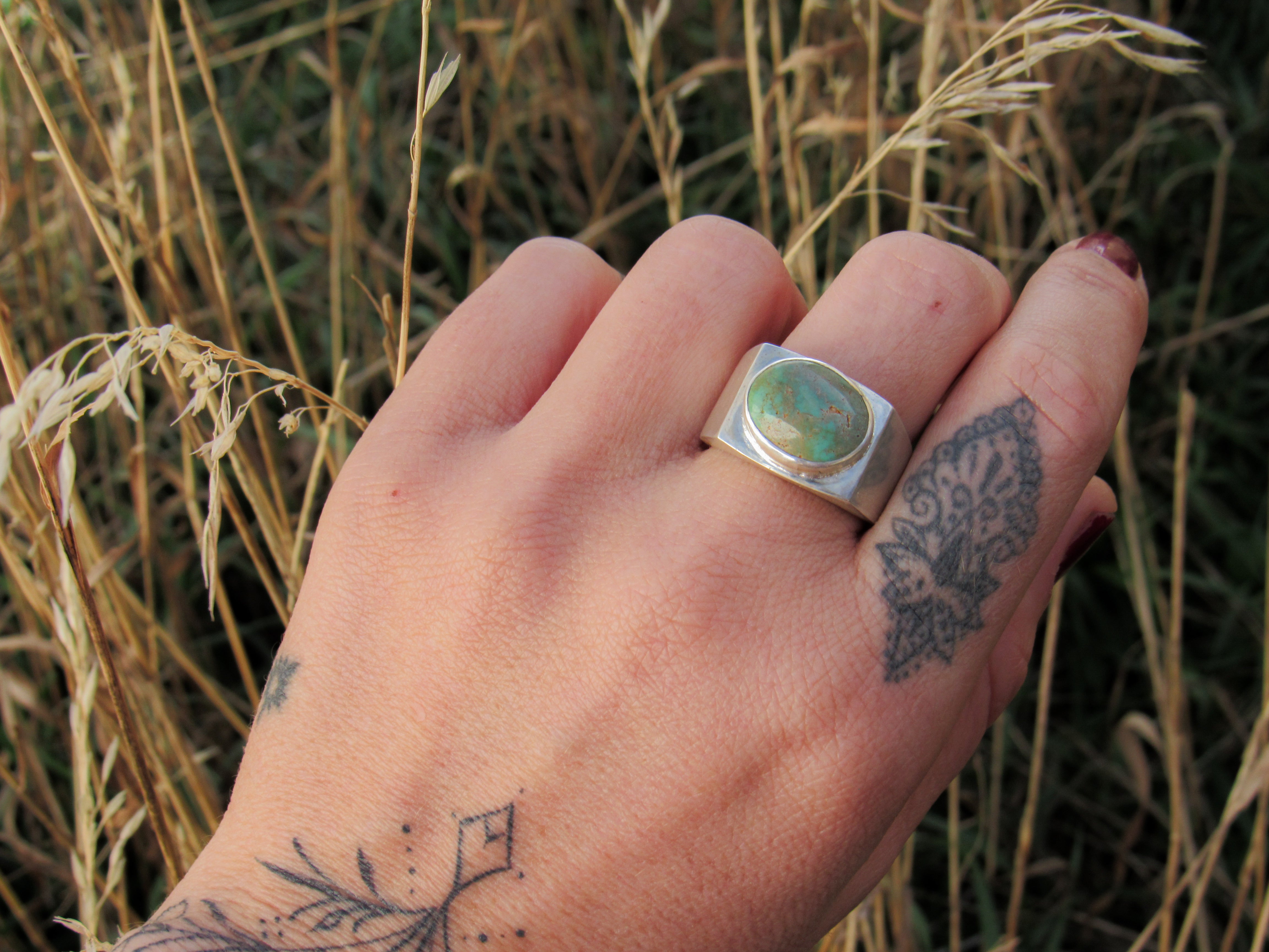 North Star Turquoise Signet Ring - Size 9.75