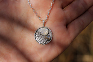 Moonstone Mushroom Medallion Necklace