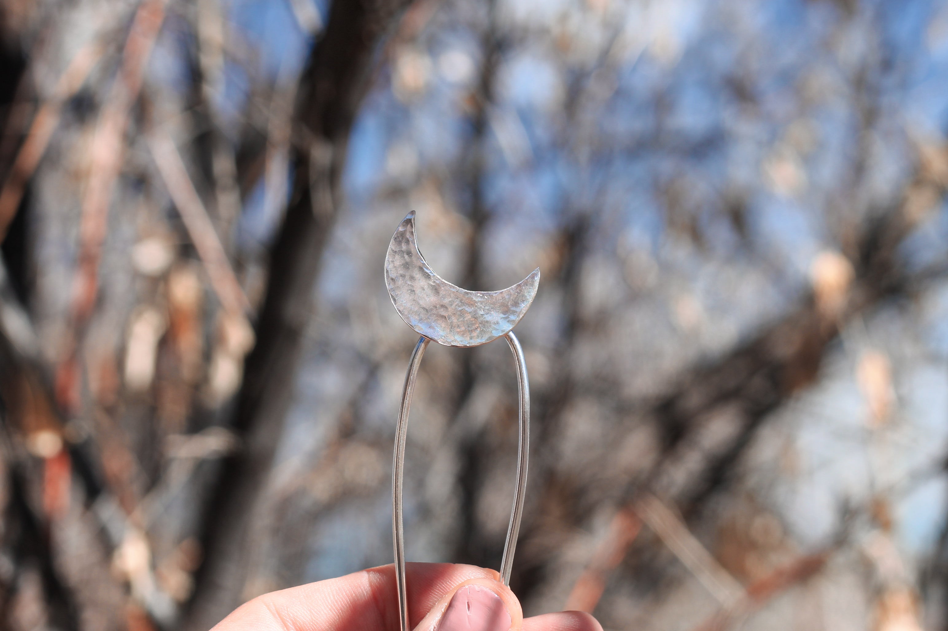 Crescent moon hair pin