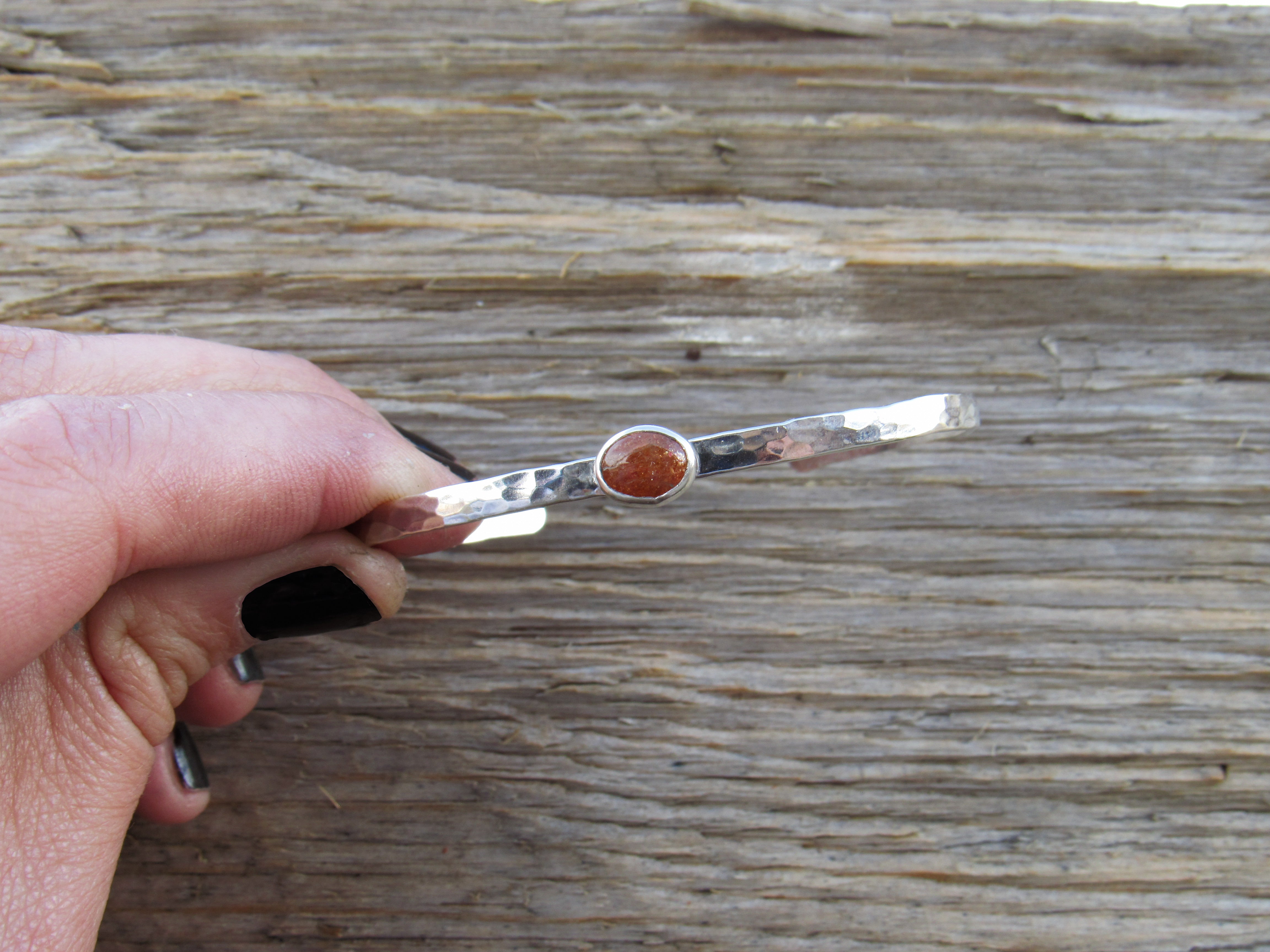 Hammered Sunstone Cuff