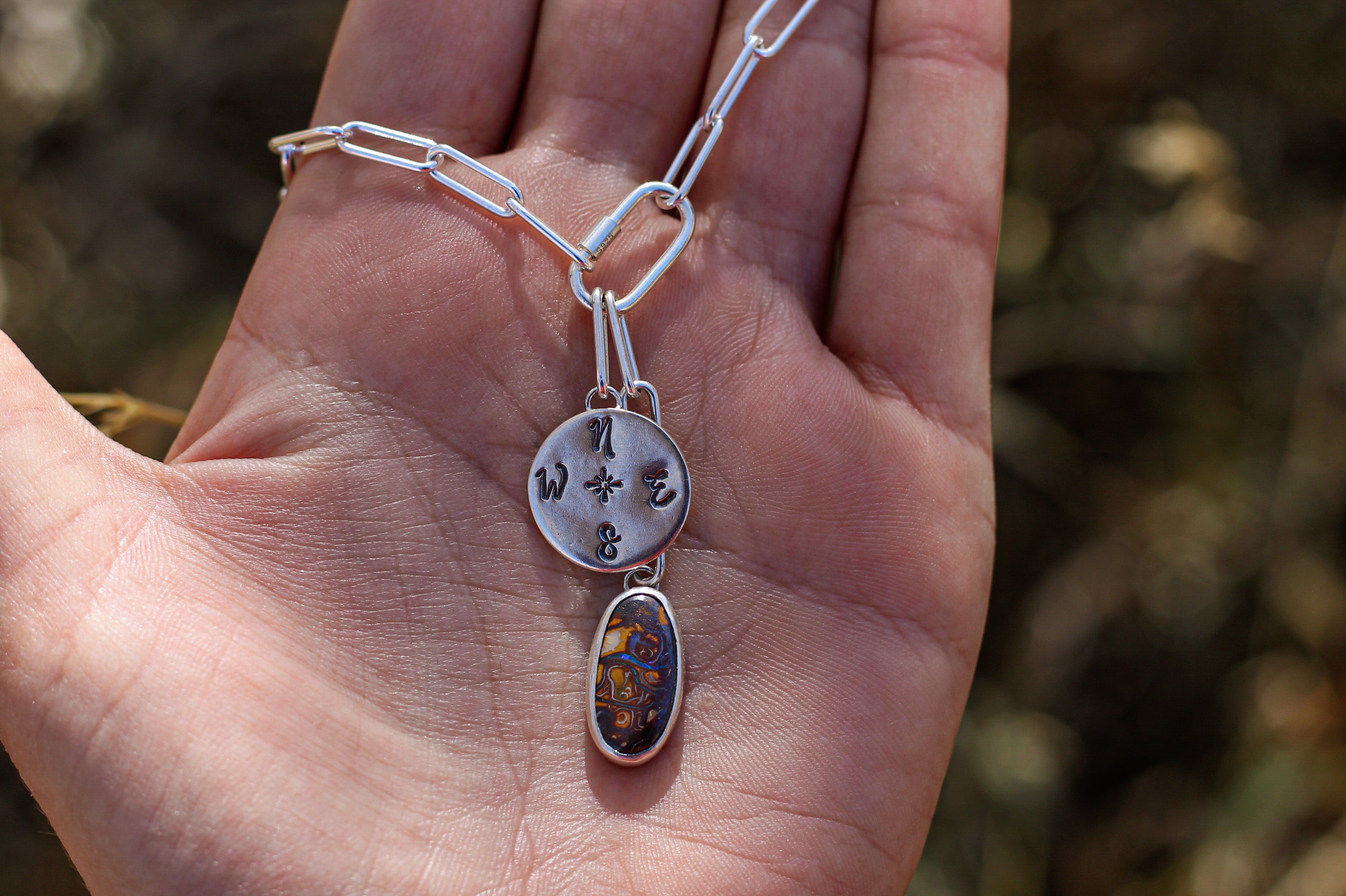 Boulder Opal Carabiner Necklace