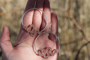 Copper Snake Hoop Earrings