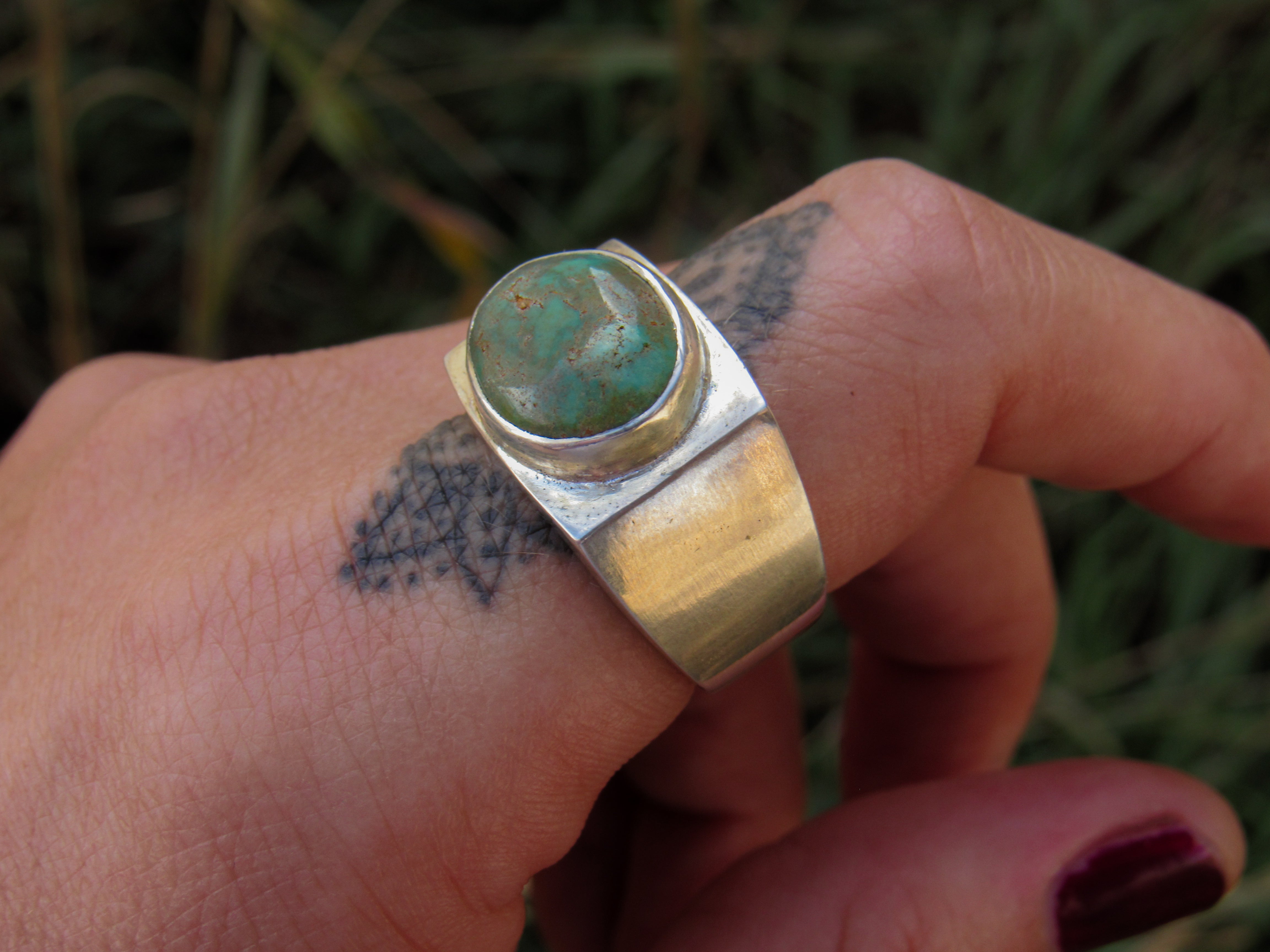 North Star Turquoise Signet Ring - Size 9.75