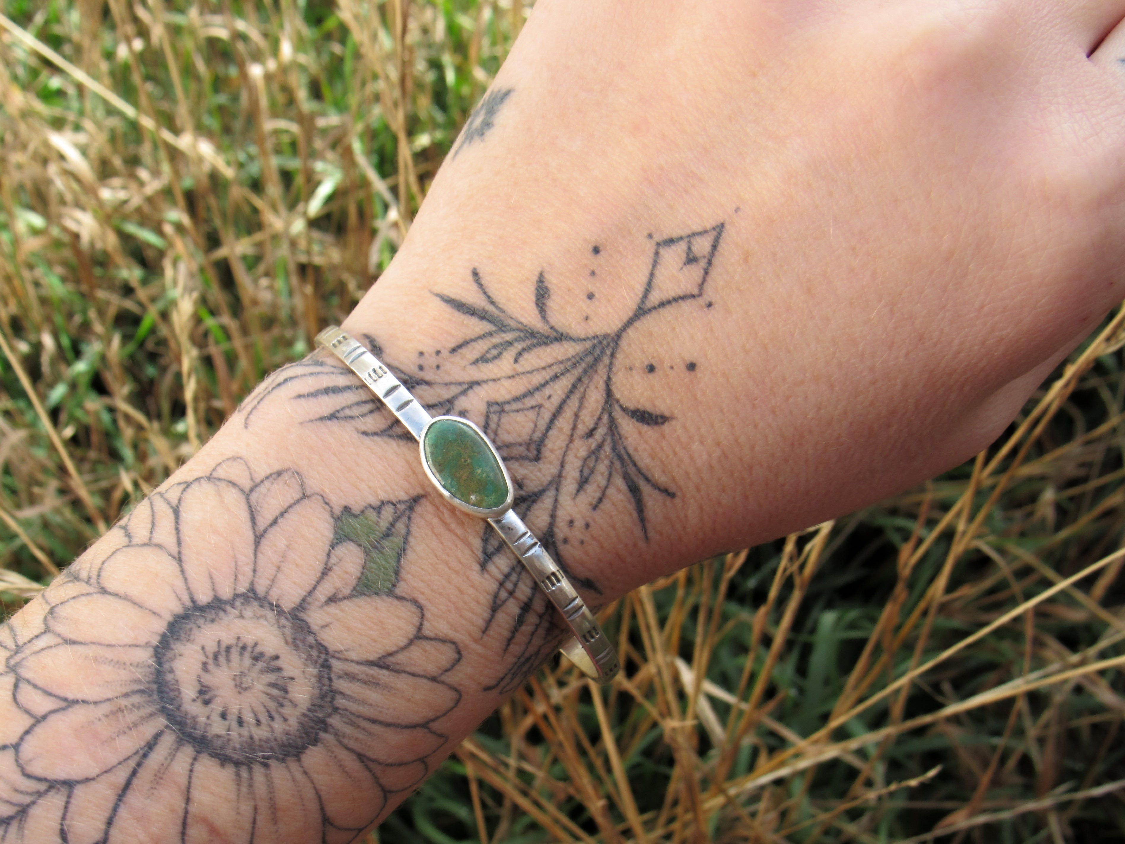Stamped Turquoise Cuff