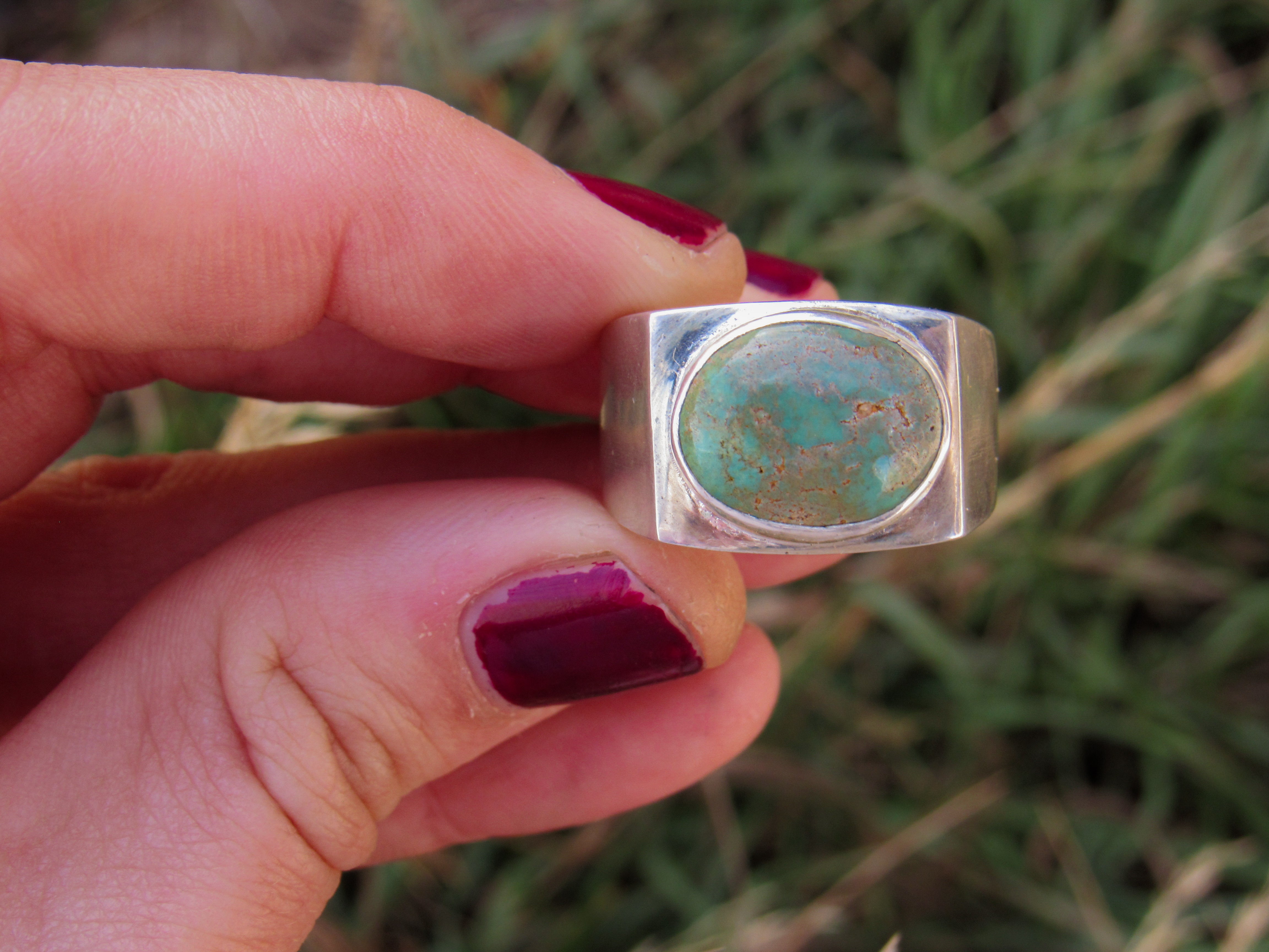 North Star Turquoise Signet Ring - Size 9.75