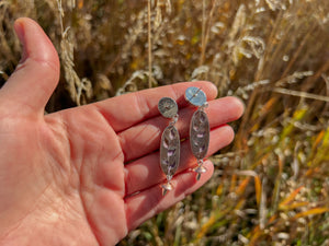 Phosphorsiderite + Sonoran Gold Turquoise Mushroom Earrings