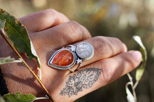 Sunstone Moonstone Ring - Size 10 – Hello Luna Creative