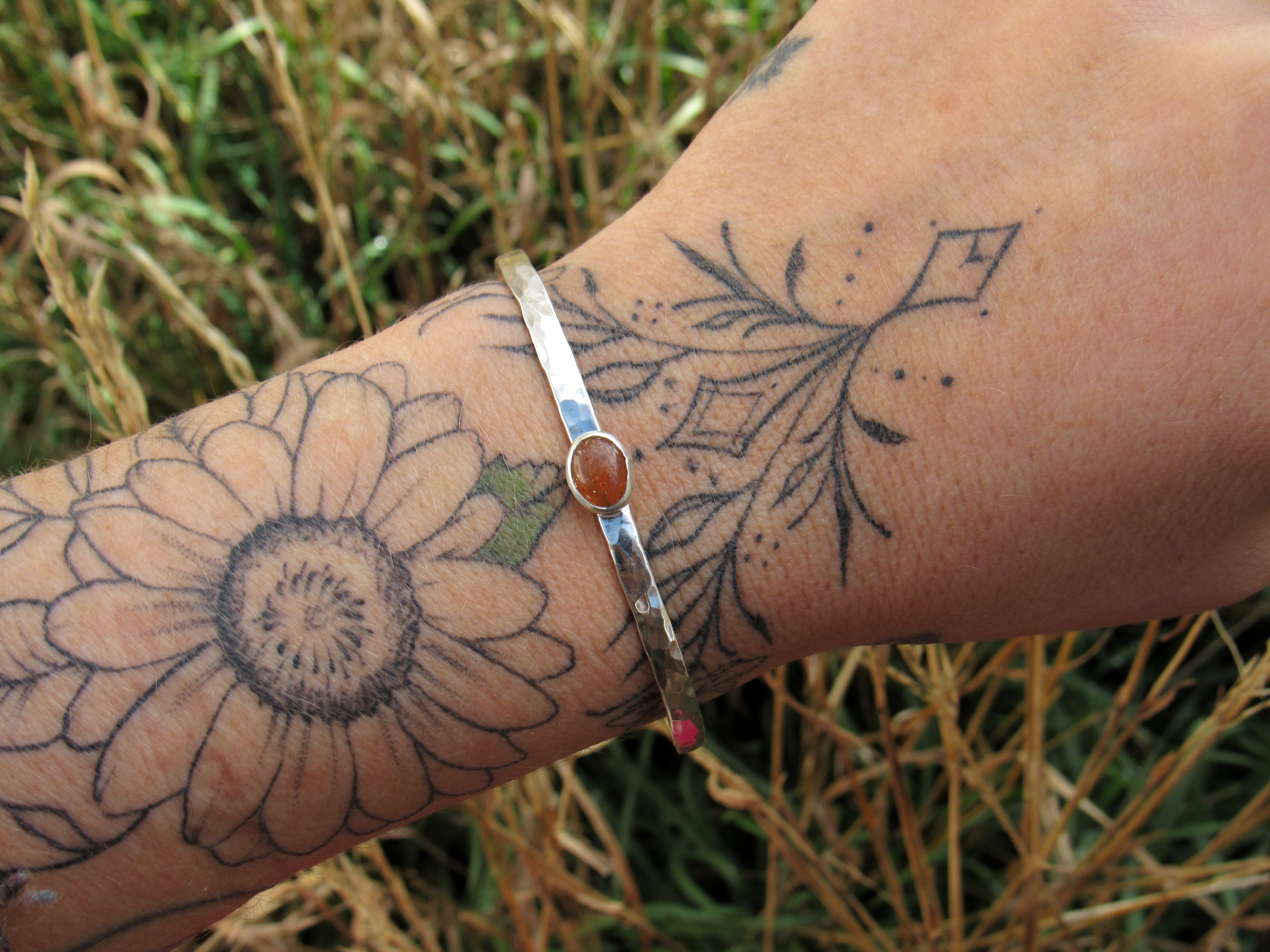 Hammered Sunstone Cuff