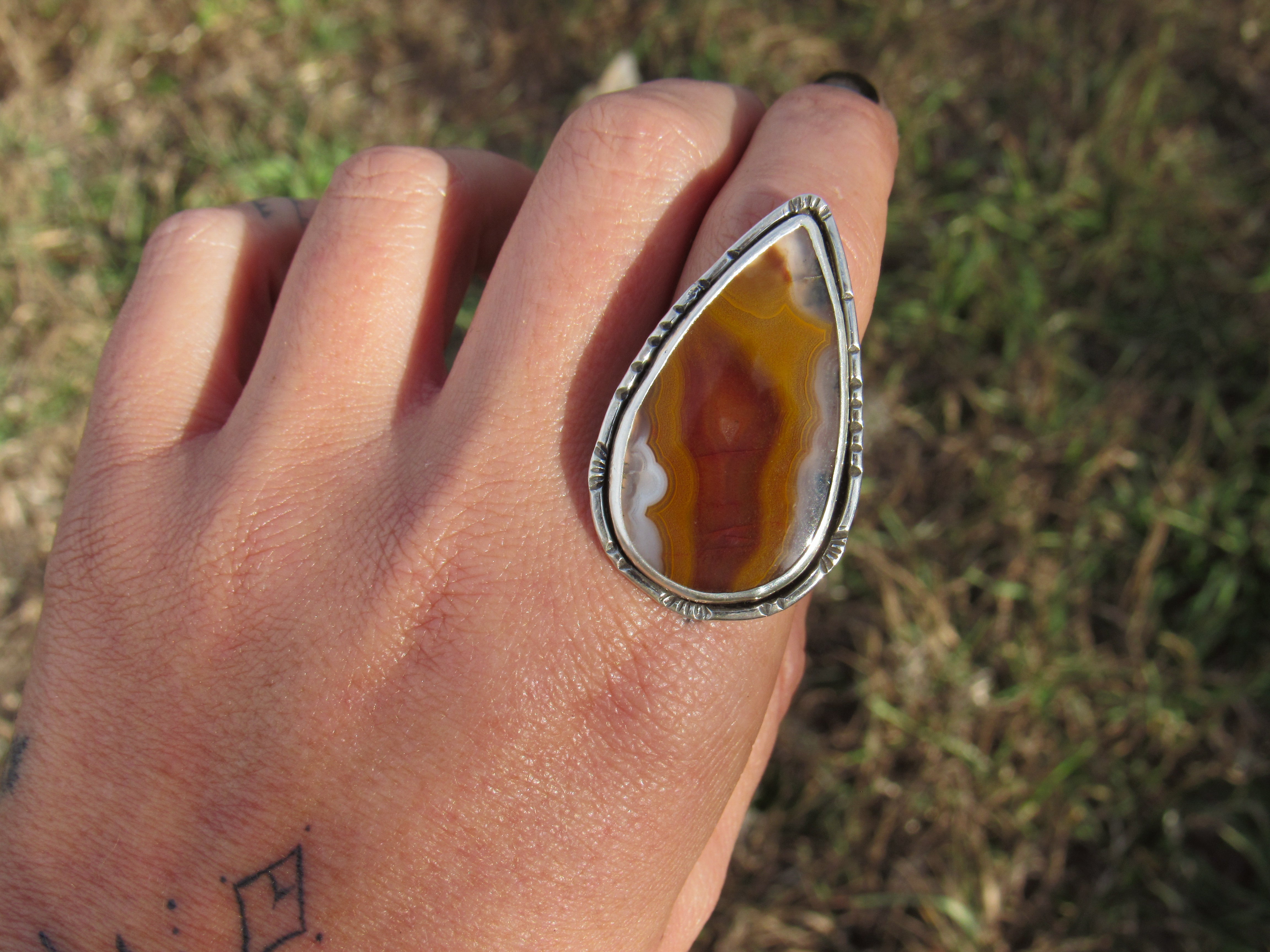 Moroccan Agate Ring -Size 9