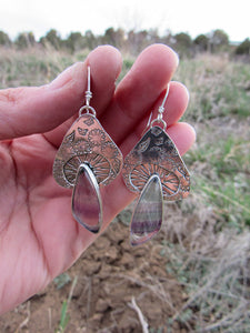 Fluorite Mushroom Earrings