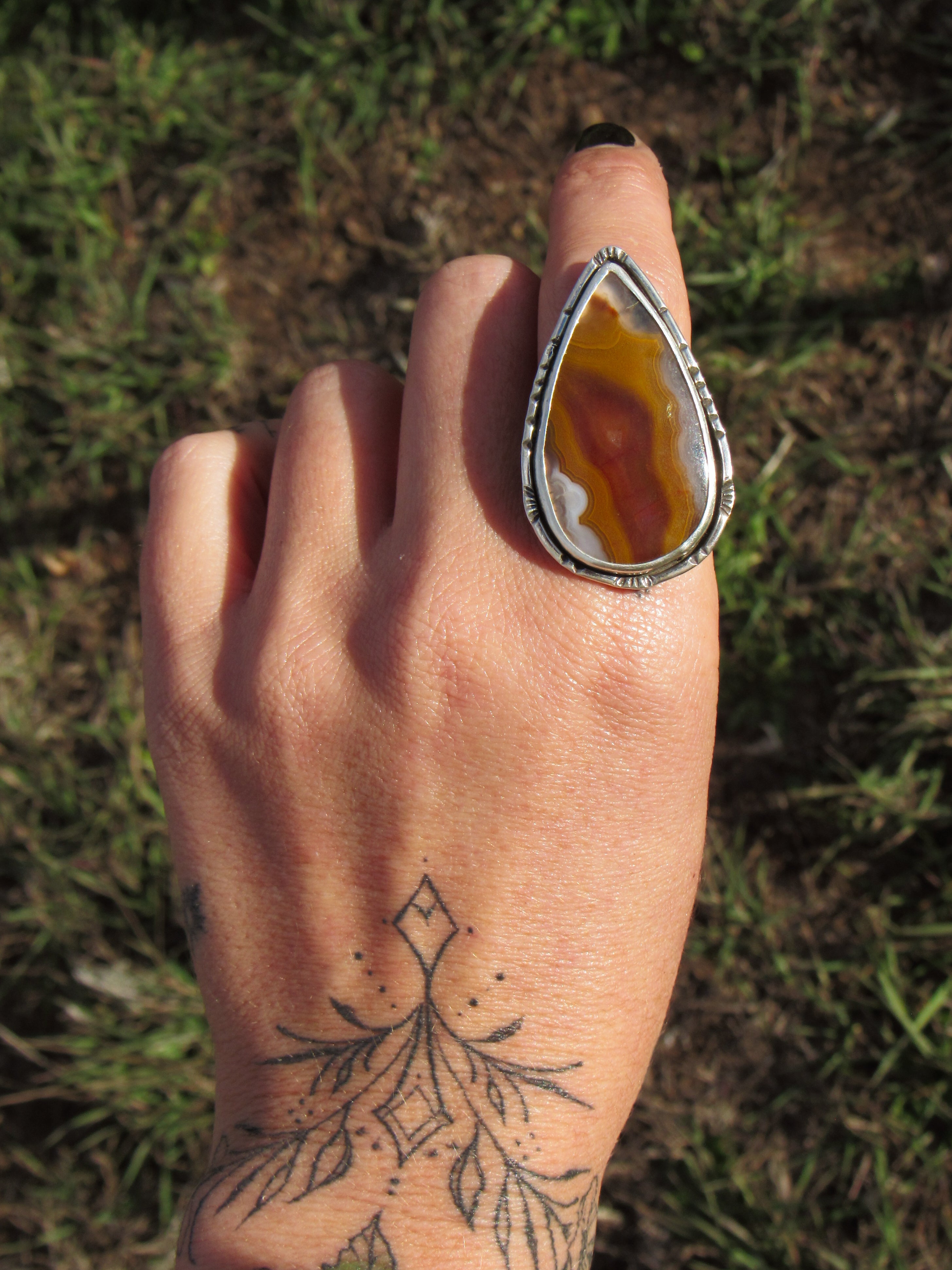 Moroccan Agate Ring -Size 9