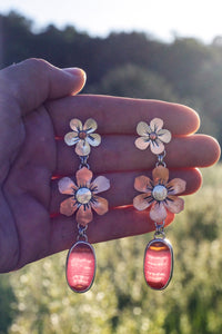 Rhodochrosite Flower Earrings