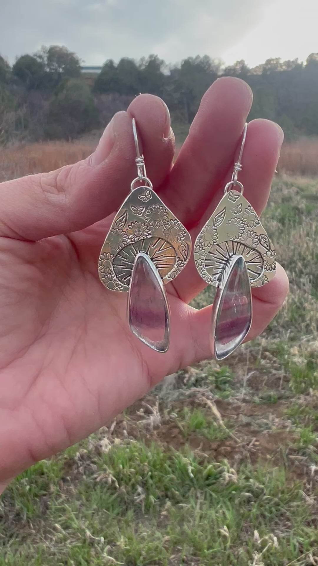 Fluorite Mushroom Earrings