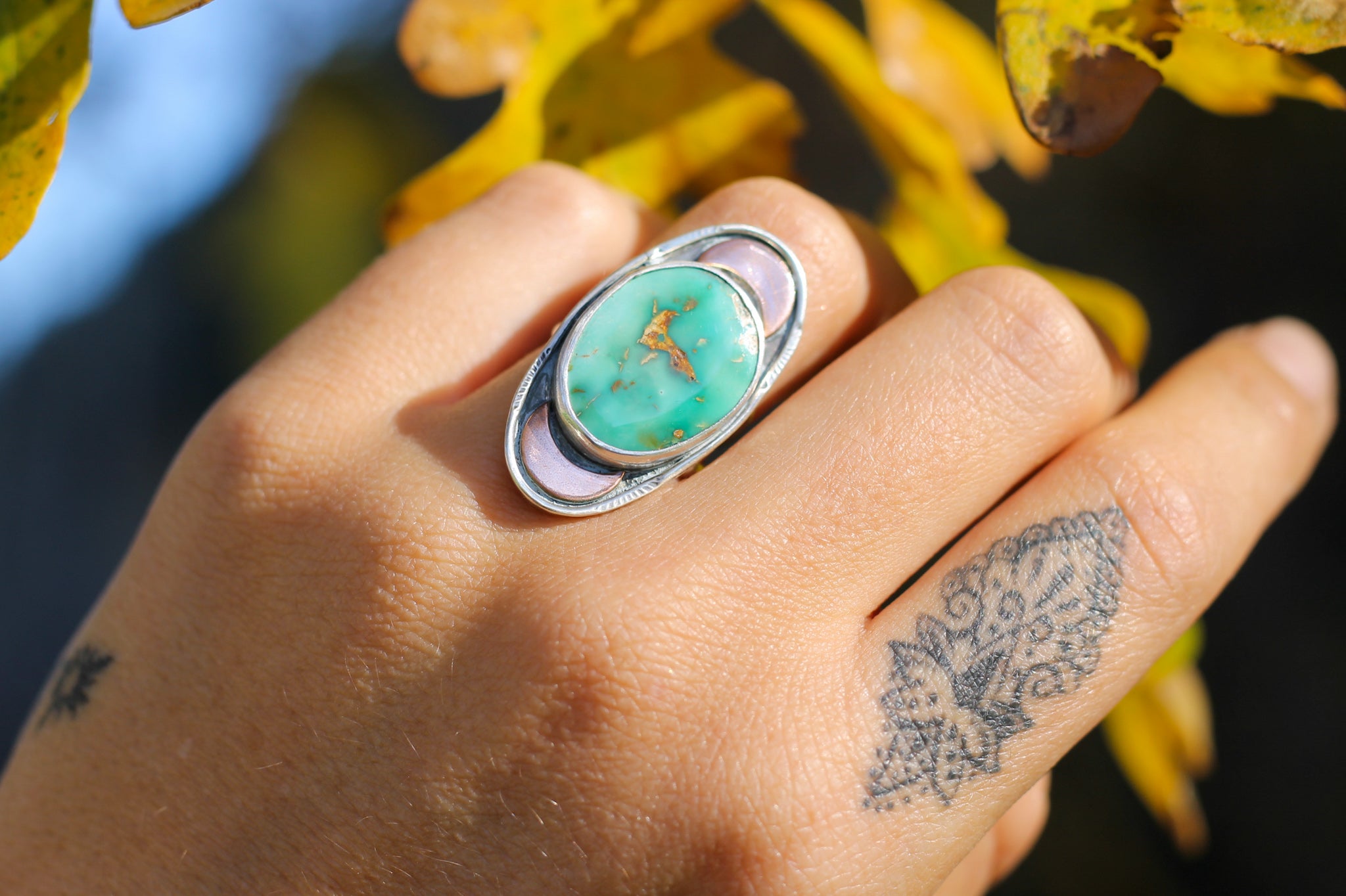 Copper Moon + Turquoise Ring - Size 6.25
