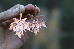 Copper Autumn Leaf Earrings