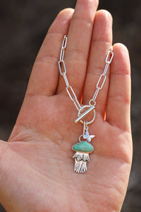 Turquoise Mushroom + Butterfly Toggle Necklace