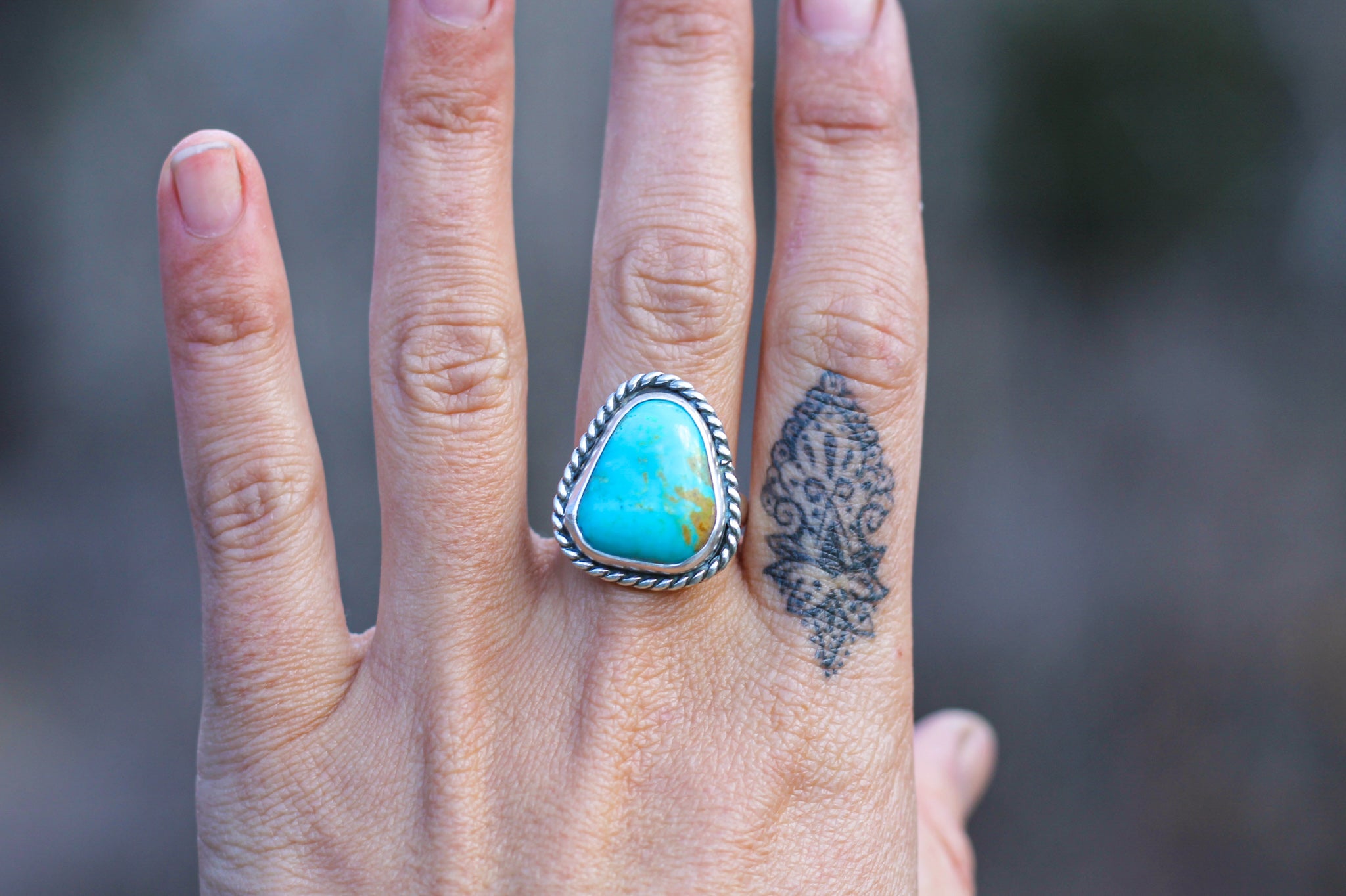 Turquoise Twist Ring - Size 8