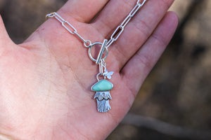 Turquoise Mushroom + Butterfly Toggle Necklace