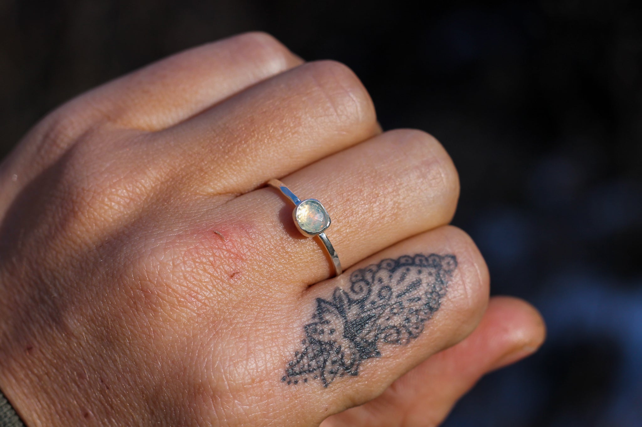 Faceted Ethiopian Opal Ring - Size 8.75