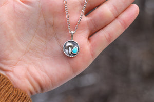 Turquoise Mushroom Medallion Necklace