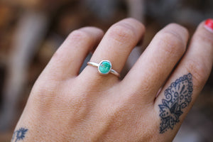 Dainty Sonoran Gold Turquoise Ring - Size 7.75