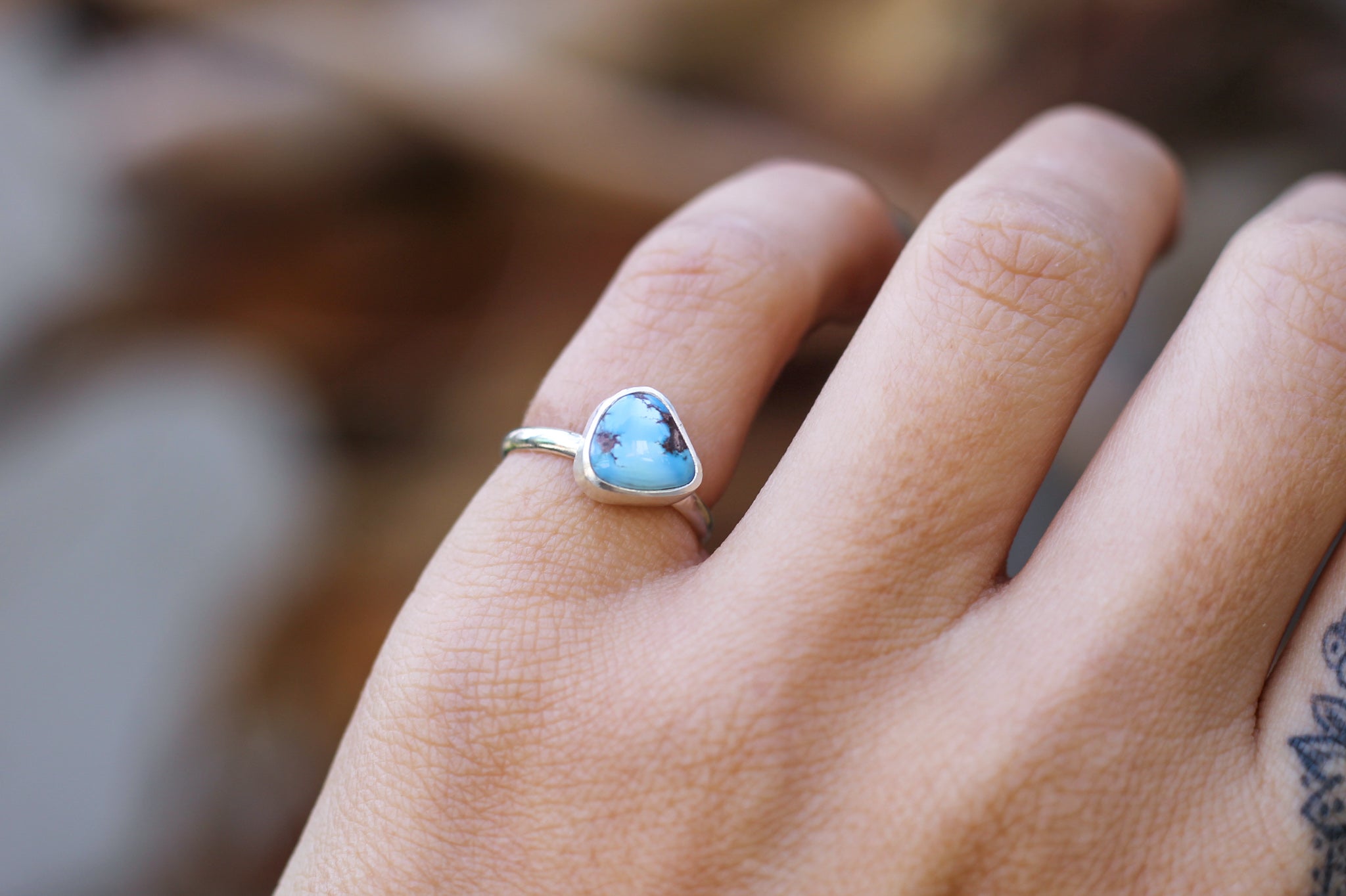 Dainty Golden Hill Turquoise Ring - Size 5