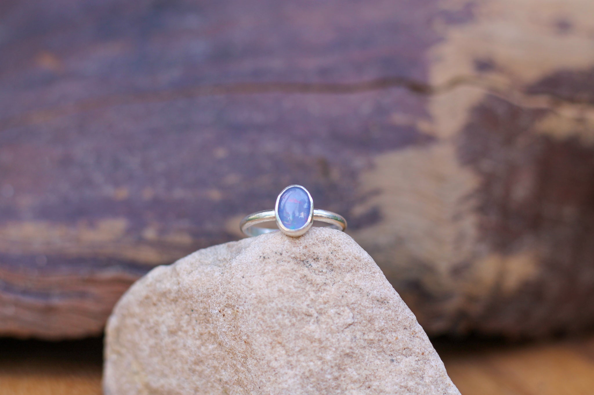 Dainty Boulder Opal Ring - Size 6