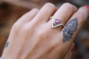 Faceted Ruby Ring - Size 7