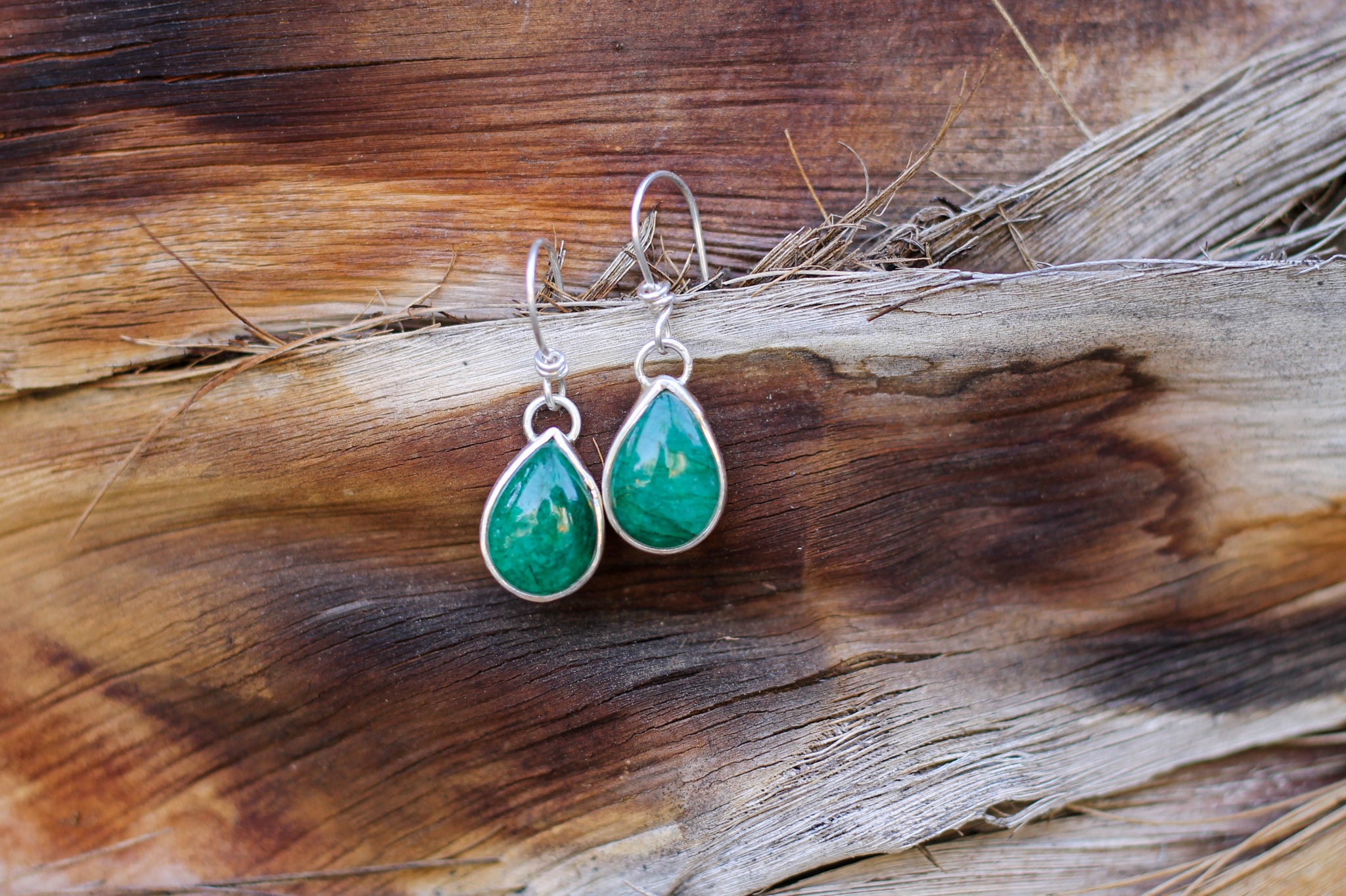 Tear Drop Emerald Earrings
