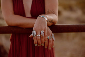 Desert Night Boulder Opal Ring - Size 8.5